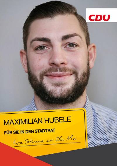Max Hubele
27 Jahre 
Zimmerermeister 

Max Hubele kandidiert auf Platz 17 der Stadtratsliste. - Max Hubele
27 Jahre 
Zimmerermeister 

Max Hubele kandidiert auf Platz 17 der Stadtratsliste.
